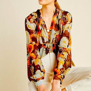 Anthropologie Bl*nk London Cordelia flowy tunic top, 3X, NWOT